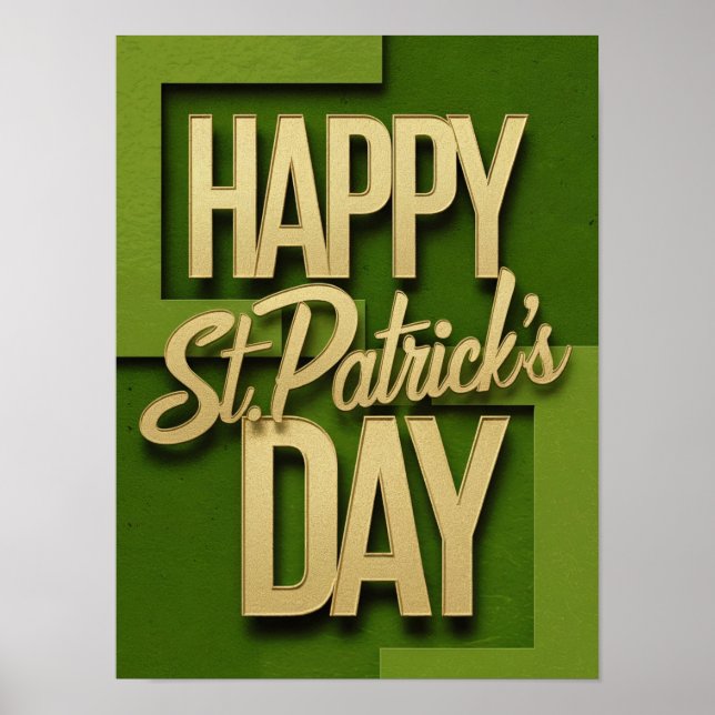 Happy St. Patrick's Day Green Gold Poster (Vorne)