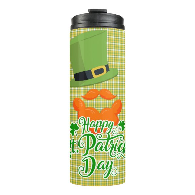 Happy St Patrick's Day - Green Hat & Red Beard Thermosbecher (Vorderseite)