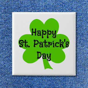 Happy St. Patrick's Day Green Kleeblatt Button