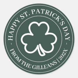 Happy St. Patrick's Day Green Kleeblatts Familie Runder Aufkleber