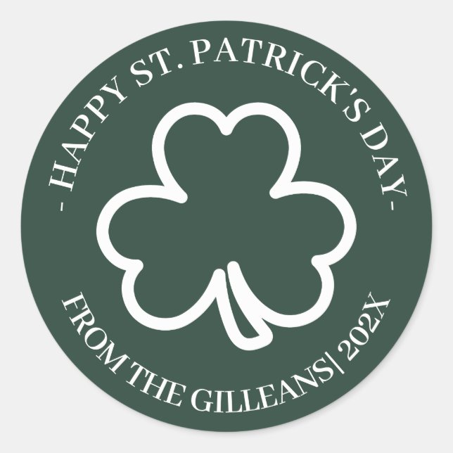 Happy St. Patrick's Day Green Kleeblatts Familie Runder Aufkleber (Vorderseite)