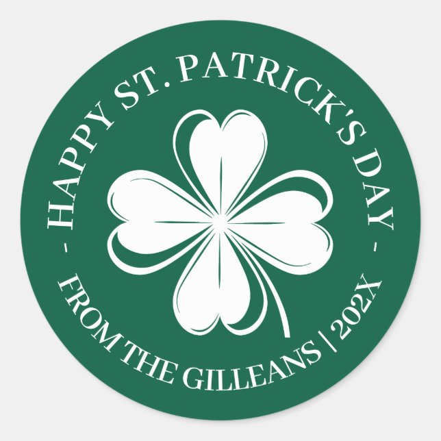 Happy St. Patrick's Day Green Kleeblatts Familie Runder Aufkleber (Vorderseite)