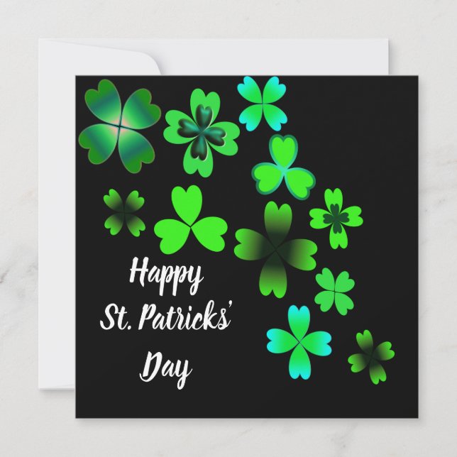 Happy St. Patrick's Day, Green Lucky Kleeblatt Karte (Vorderseite)