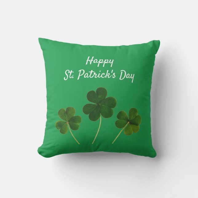 Happy St Patrick's Day Green Lucky Kleeblatts Kissen (Vorderseite)