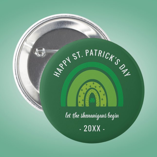 Happy St Patricks Day Green Rainbow Irish Kleeblat Button (Von Creator hochgeladen)