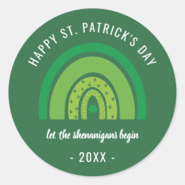 Happy St Patricks Day Green Rainbow Irish Kleeblat Runder Aufkleber