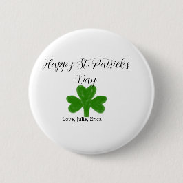 Happy St. Patrick's day green shamrock name  Button