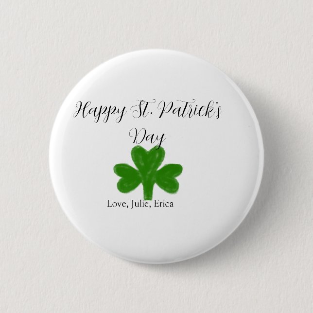 Happy St. Patrick's day green shamrock name  Button (Vorderseite)
