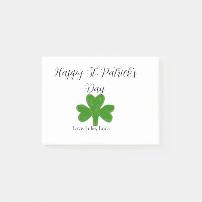 Happy St. Patrick's day green shamrock name  Post-it Klebezettel (Vorderseite)