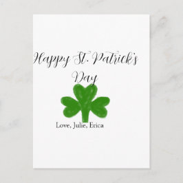 Happy St. Patrick's day green shamrock name  Postkarte