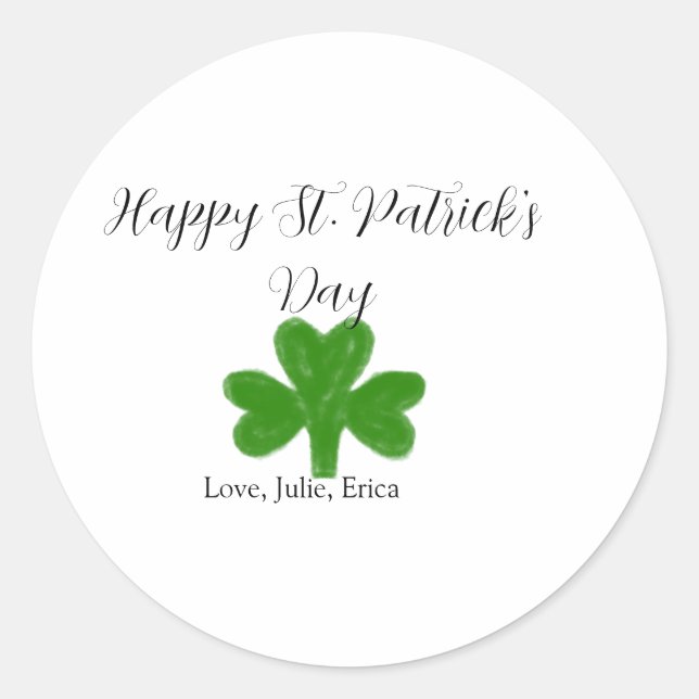 Happy St. Patrick's day green shamrock name  Runder Aufkleber (Vorderseite)