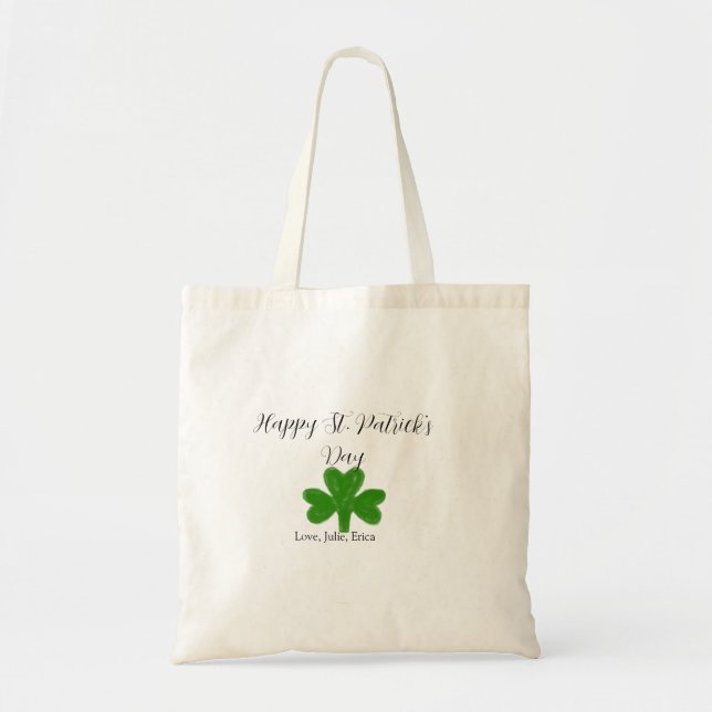 Happy St. Patrick's day green shamrock name  Tragetasche (Vorne)