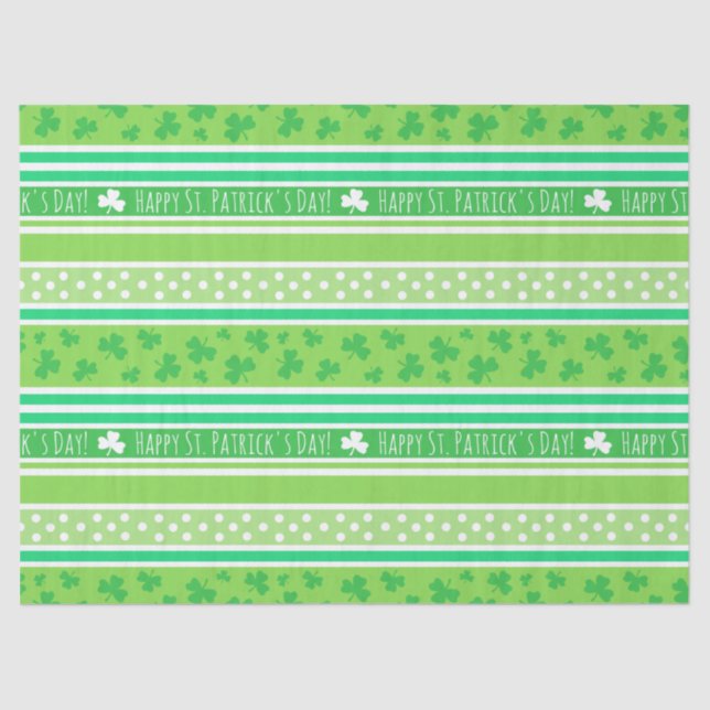 Happy St Patrick's Day Green Stripes Seidenpapier (Vorderseite)
