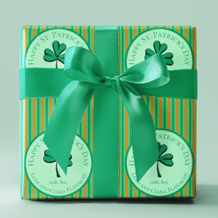Happy St Patrick's Day Green und Orange Kids Geschenkpapier