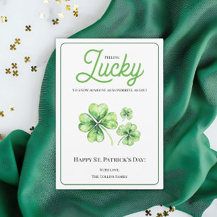 Happy St Patricks Day Green Vierblättriges Kleebla Feiertagskarte
