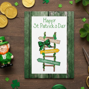 Happy St. Patrick's Day Green WoodPostcard Postkarte