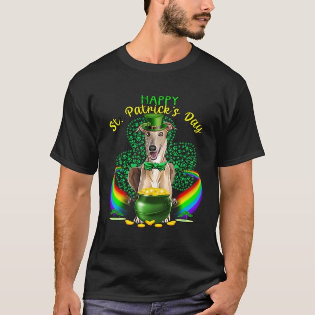 Happy St Patricks Day Greyhound Leprechaun Hat Sha T-Shirt (Vorderseite)