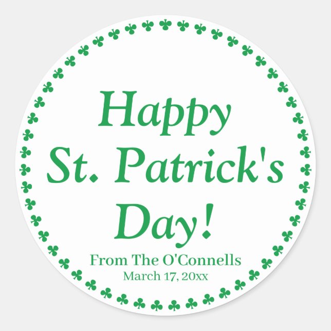 Happy St. Patrick's Day grüne Klee benutzerdefinie Runder Aufkleber (Vorderseite)