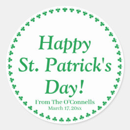 Happy St. Patrick's Day grüne Klee benutzerdefinie Runder Aufkleber