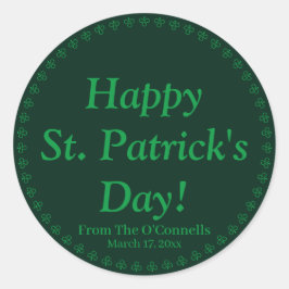 Happy St. Patrick's Day grüne Klee Grenze Brauch Runder Aufkleber