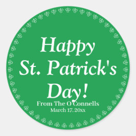 Happy St. Patrick's Day, grüner benutzerdefinierte Runder Aufkleber