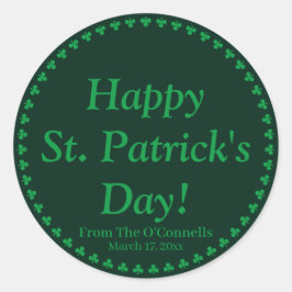 Happy St. Patrick's Day grüner Klee Zolltex Runder Aufkleber