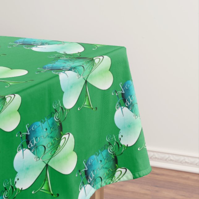 "Happy St. Patrick's Day" Handgeschriebene Kleeblä Tischdecke (Beispiel)