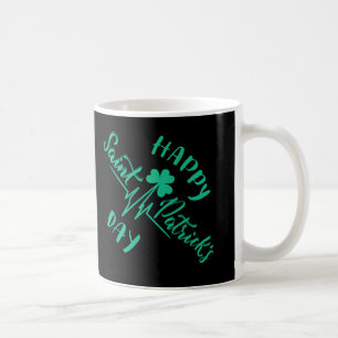 Happy St Patricks Day Heartbeat Puls Kleeblatt Kaffeetasse