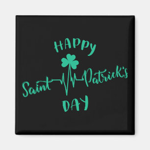 Happy St Patricks Day Heartbeat Puls Kleeblatt Magnet