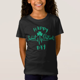 Happy St Patricks Day Heartbeat Puls Kleeblatt T-Shirt