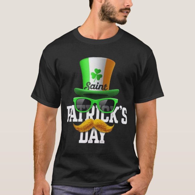 Happy St Patrick's Day Holiday Fun Party Mustache T-Shirt (Vorderseite)