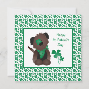 Happy St Patricks Day Hund Vierblättriges Kleeblat Karte