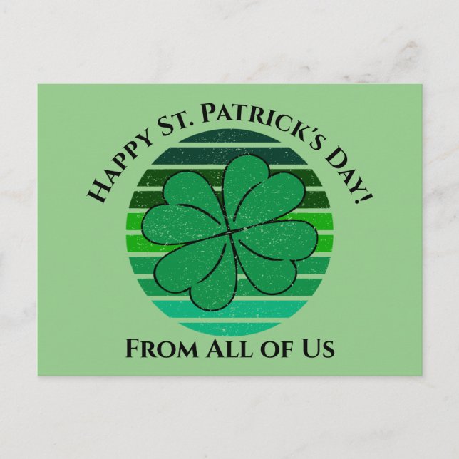 Happy St. Patrick's Day Irish 4 Leaf Clover Postkarte (Vorderseite)