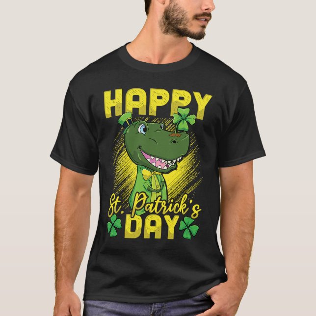Happy St Patricks Day Irish Dinosaur Lucky Rex T-Shirt (Vorderseite)