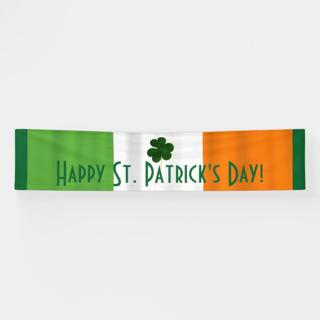 Happy St. Patrick's Day Irish Flag Kleeblatt Banne Banner (Horizontal)