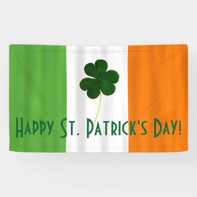 Happy St. Patrick's Day Irish Flag Kleeblatt Banne Banner (Horizontal)