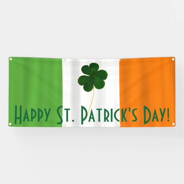 Happy St. Patrick's Day Irish Flag Kleeblatt Banne Banner (Horizontal)