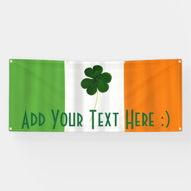 Happy St. Patrick's Day Irish Flag Kleeblatt Banne Banner (Horizontal)