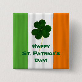 Happy St. Patrick's Day Irish Flag Kleeblatt Paddy Button