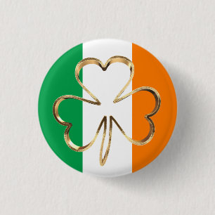 Happy St. Patrick's Day Irish Flag Kleeblatt Paddy Button