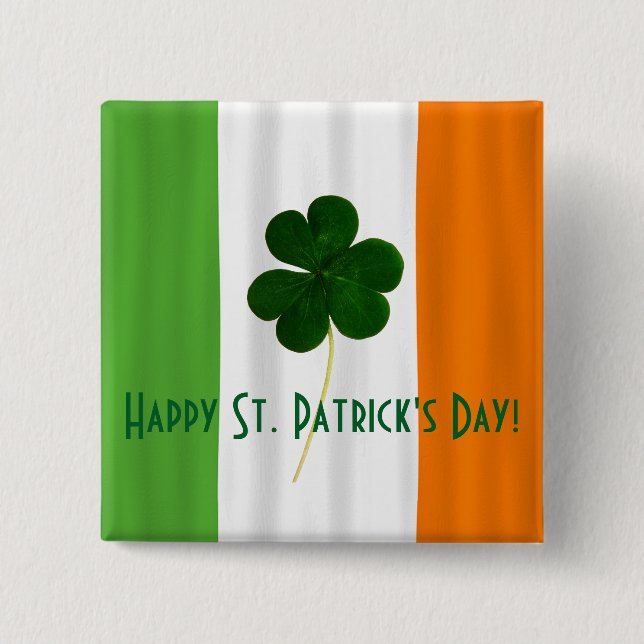 Happy St. Patrick's Day Irish Flag Kleeblatt Paddy Button (Vorderseite)