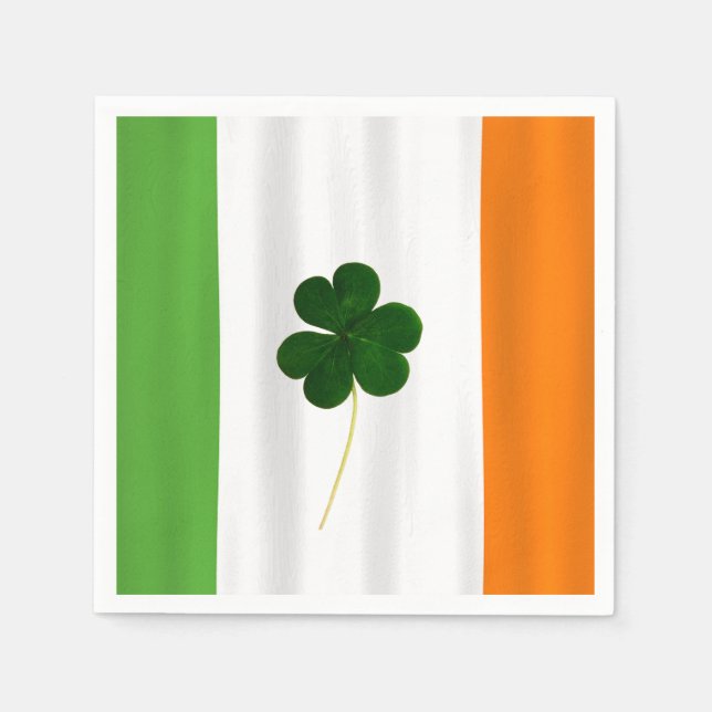 Happy St. Patrick's Day Irish Flag Kleeblatt Paddy Serviette (Vorderseite)