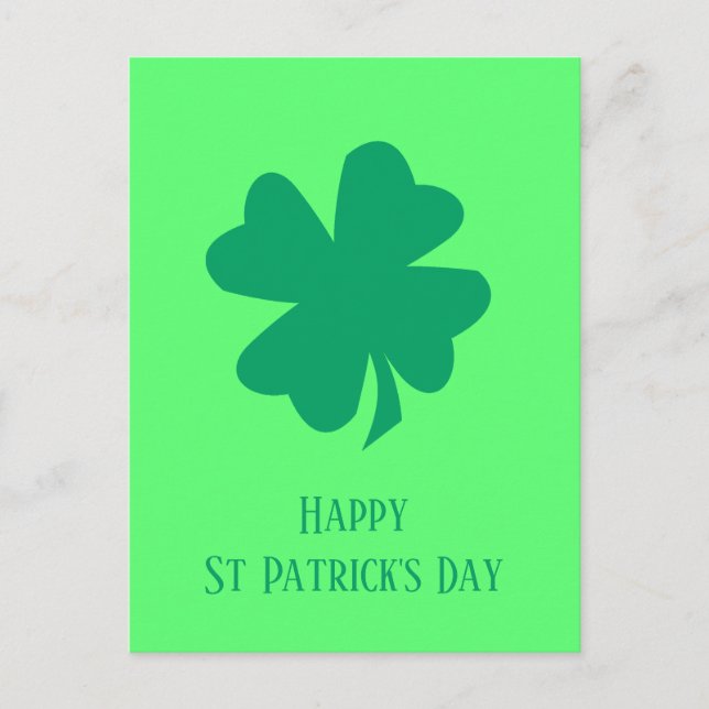 Happy St Patrick's Day Irish Green Kleeblatt 2025 Postkarte (Vorderseite)
