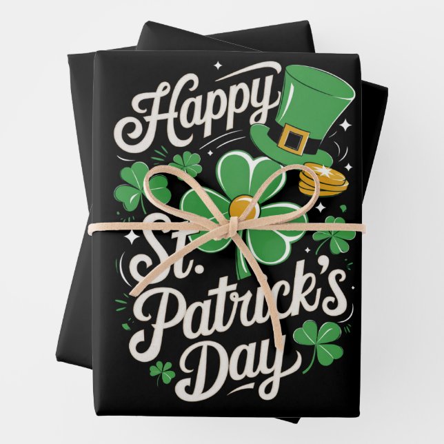 Happy St Patrick's Day Irish Heritage St Patty's Geschenkpapier Set (Beispiel)