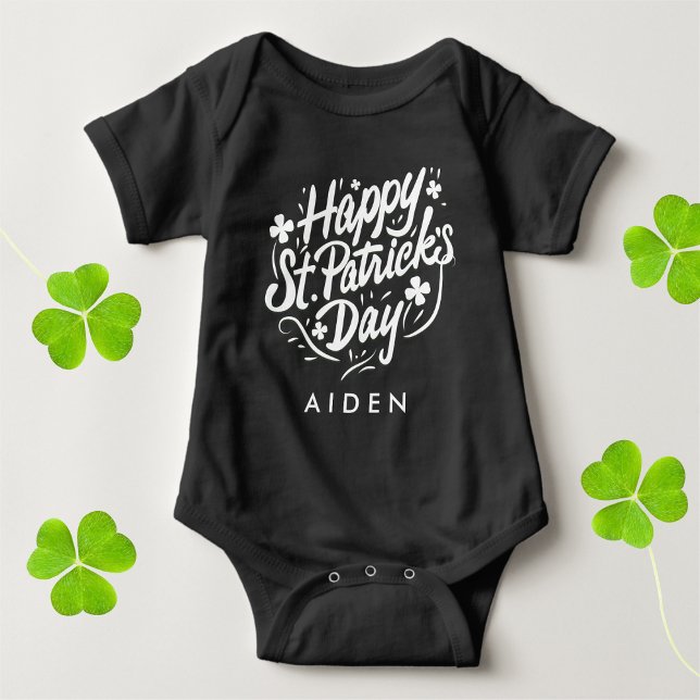 Happy St Patricks Day Irish Kleeblatt Personalisie Baby Strampler (Von Creator hochgeladen)