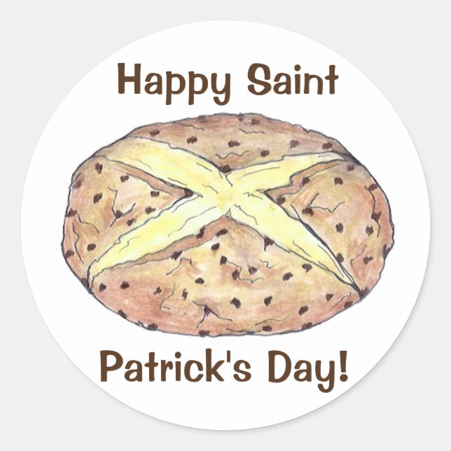 Happy St. Patrick's Day Irish Soda Brot Loaf Runder Aufkleber (Vorderseite)