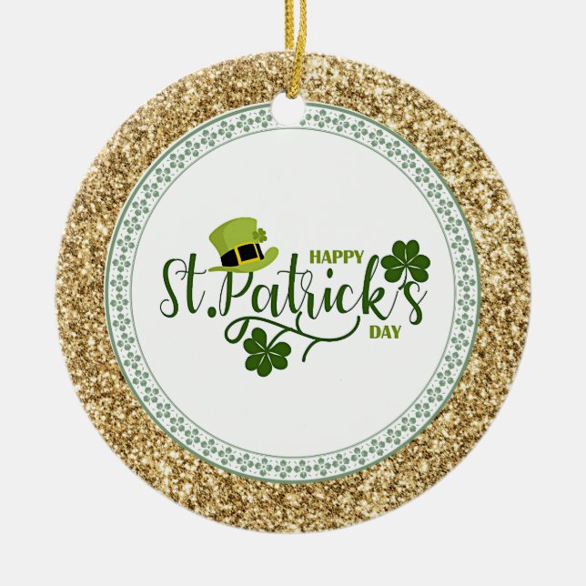 Happy St. Patrick's Day, Keramik Ornament (Vorne)