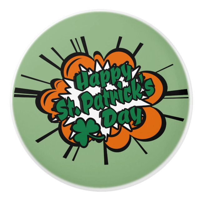 Happy St. Patrick's Day Keramikknauf (Vorderseite)