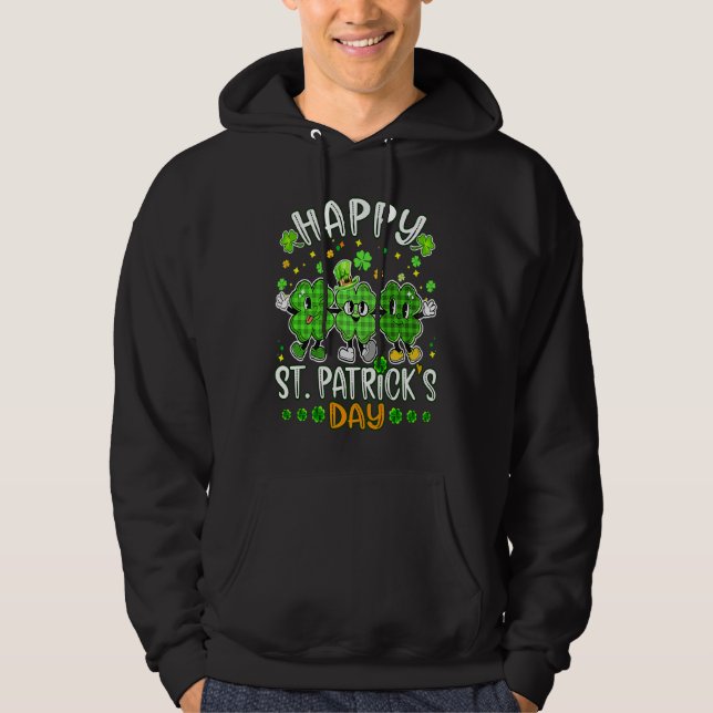 Happy St Patricks day Kid Buffalo Green Plaid Luck Hoodie (Vorderseite)