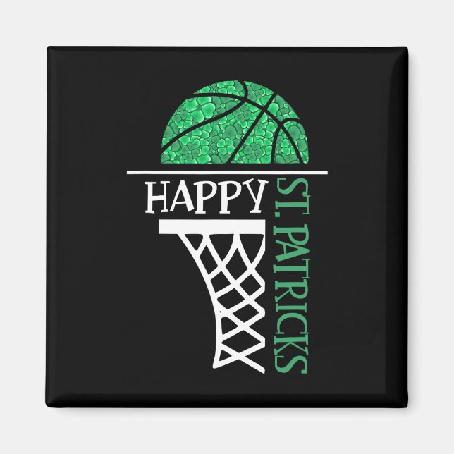Happy St Patricks Day Kleeblatt Basketballspieler Magnet (Vorne)